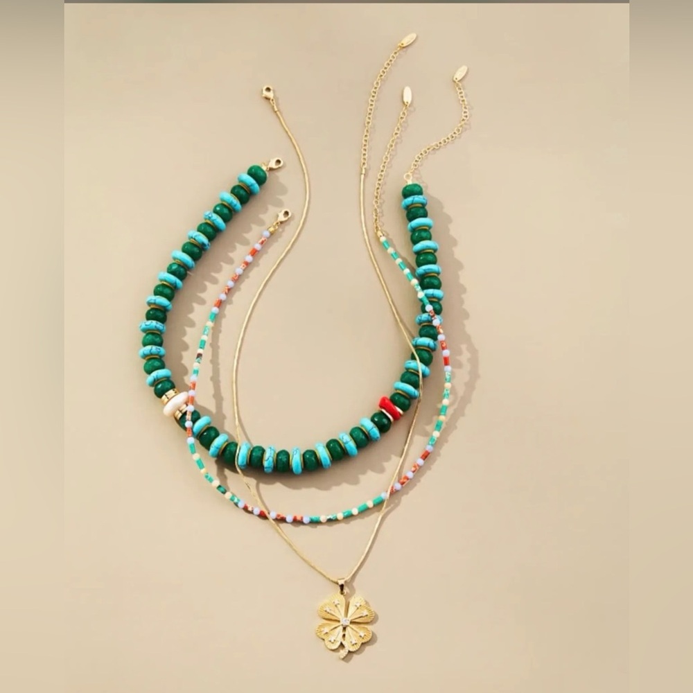 NEW ✨ Anthropologie ✨ 14K Gold Plated - Camp Icon Beaded Layered Necklace • $78